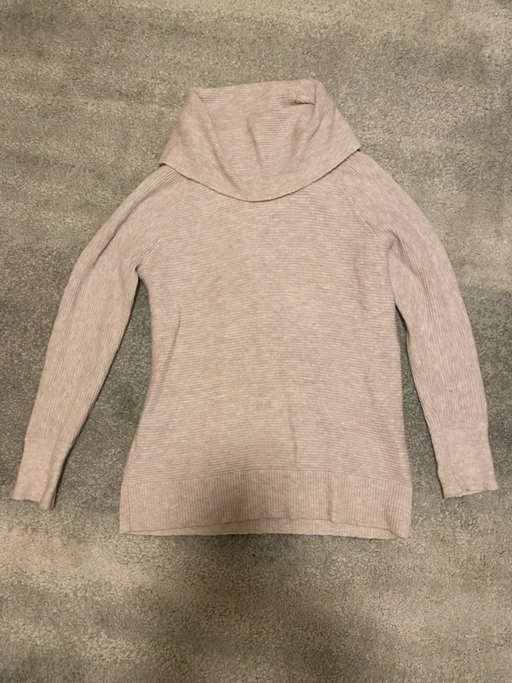 LOFT Women's Ribbed Cowl Neck Sweater - Pale Taupe